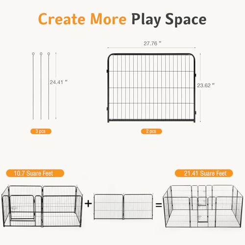 Image of NEWBULIG Dog Playpen for Indoor 24 Inch 2 Panels - Portable Heavy Duty Metal Pet Exercise Pen, Foldable Small Dog Puppy Playpen Fence for Outdoor RV, Camping, Yard, Garden