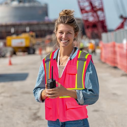 Image of ProtectX High Visibility ANSI Class 2 Safety Vest with 4 Pockets
