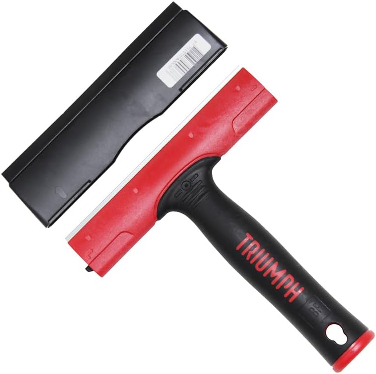 Triumph MK3 Straight Carbon Steel Scraper, 6-inch Double Edge Blade, Rubber Grip Handle
