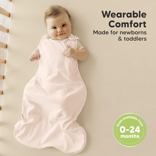 Image of 2-Pack Organic Baby Sleep Sacks, 100% Cotton 0.5TOG (Mist Rose, 0-6M) | Soft Breathable, Baby Wearable Blanket, Toddler Sleeping Sack 0-6 Months, Easy to Wear Transitional Swaddles for Newborns