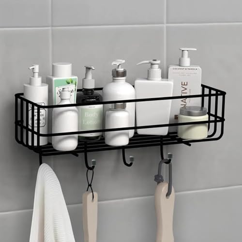 Image of HOUZA Wall-Mounted Bathroom Rack - Self Adhesive Organizer, 𝐍𝐨 𝐃𝐫𝐢𝐥𝐥𝐢𝐧𝐠 𝐍𝐞𝐞𝐝𝐞𝐝 & Space-Saving with Lightweight, Effortless Setup (Pack of 1)