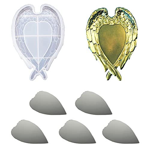 Zayookey Moldes de Silicona para Manualidades Moldes Resina Epoxi de Espejo Molde de Bandeja de Resina Mirror Resin Mold con 5 Espejo para Moldeado y Fundición de Arte DIY Cover