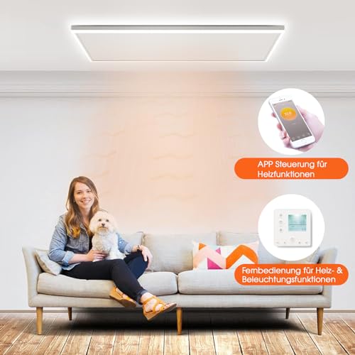 Riscaldamento A Infrarossi Montaggio A Soffitto 590 Watt, Riscaldamento A Soffitto A Infrarossi Con Illuminazione Led, Riscaldamento A Infrarossi Da Soffitto Con Termostato, Controllo Tramite App E - 2