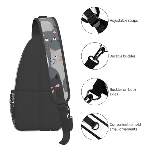 Bolso cruzado para hombro con diseño de gatos grises miniatura 5