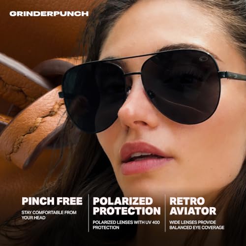 Image of grinderPUNCH XL XXL Aviator Sunglasses Men Big Head Oversized Polarized