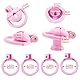 Inverted Chastity Cage Männer Sissy Peniskäfig mit 4 Unterschiedlich Großen Ringen Keuschheitskäfig Herren zum Binden des Penis Sex Spielzeuge Penies Käfig (Pink, L)