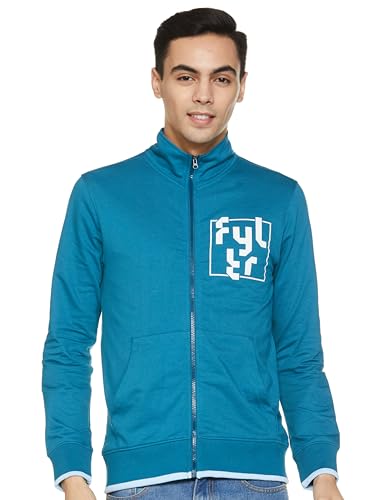 FYLTR Men's Casual Stand Collar Jacket With Rib Details - Full Zipper | Full Sleeve Branding | Casual Winterwear For Men