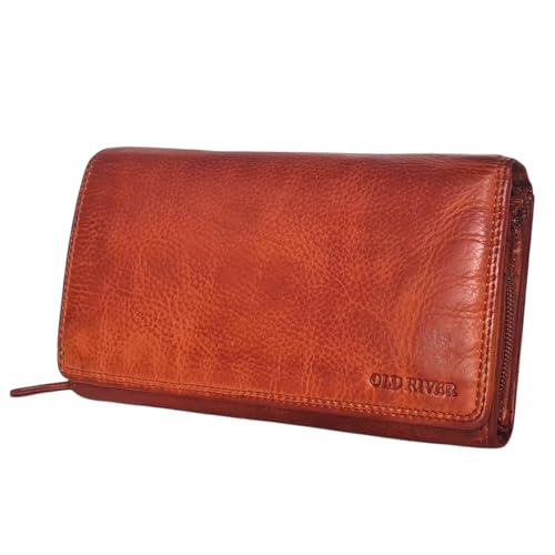 Leder Damen Geldbörse XXL, Lederbörse Portemonnaie Brieftasche Nappaleder mit 2 großen Geldscheinfächer, Box Travel Organizer Echtleder (19/10,5/4 cm)