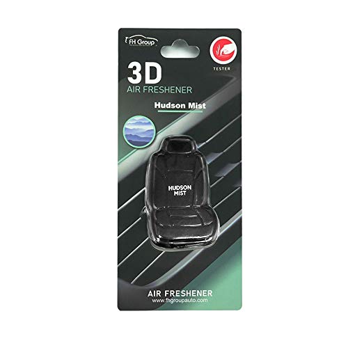 Image of FH Group Hudson Mist 3D Scented Black Air Freshener 1-Pack Clip-On Non-Toxic, Plastic Alcohol-Free Fragrance Oil Car Seat Shape Long Lasting for Cars, SUVs, Closets, Small Spaces, etc. Black