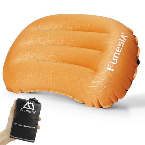 Funesla Campingkussen voor volwassenen en kinderen, opblaasbaar kussen voor kamperen, anti-slip compacte opblaasbare reiskussens, ultralichte opblaaskussens voor vissen, backpacken, strand-Ultra 2.0,