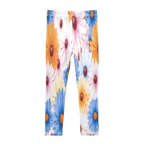 Bolaz Toddler Girls Leggings Printed Yoga Pants Leggings Blue Yellow Daisy for Kids2