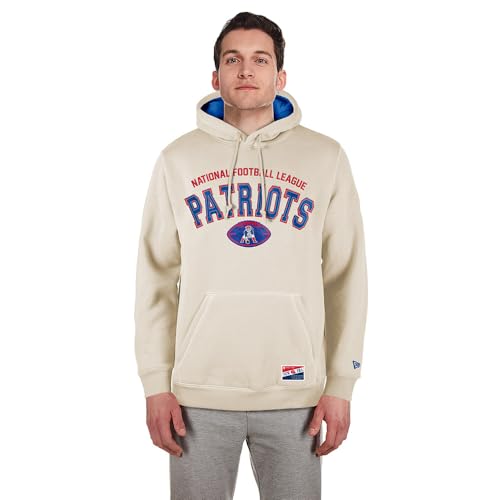 Sudadera New England Patriots NFL texturizada en algodón premium con capucha clásica stone