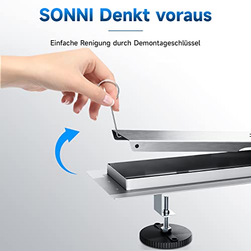 Befliesbare Duschrinne Sonni 90 cm aus Edelstahl flach und komplett