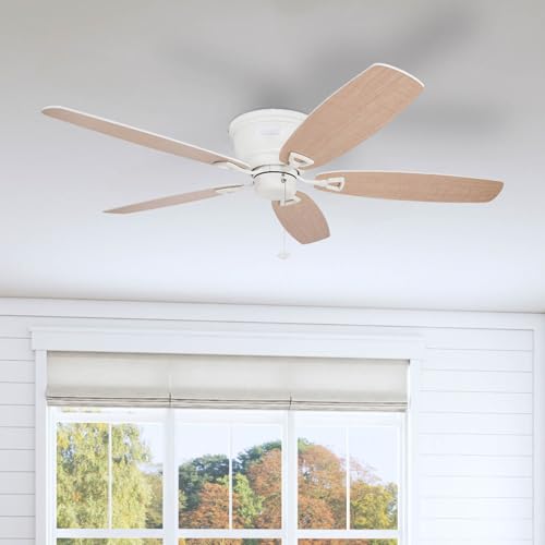 Honeywell Ceiling Fans Glen Alden, 52 inch Classic Flush Mount Indoor Ceiling Fan with No Light, Pull Chain, Quick-2-Hang Dual Finish Blades, Reversible Motor - 50180-01 (White) thumbnail 11