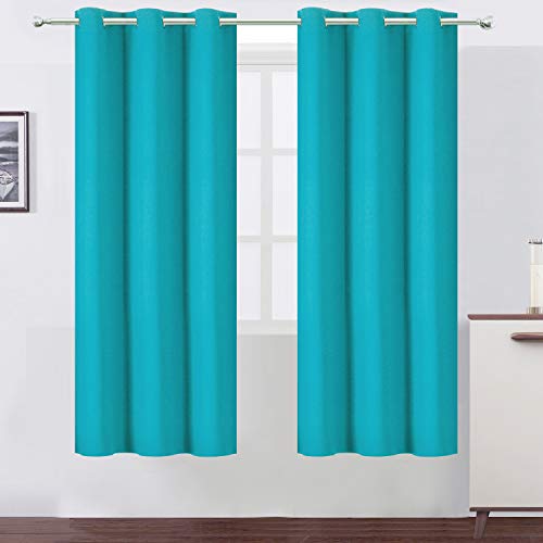 Image of LEMOMO Teal Thermal Blackout Curtains /42 x 72 Inch /Set of 2 Panels Room Darkening Curtains for Bedroom