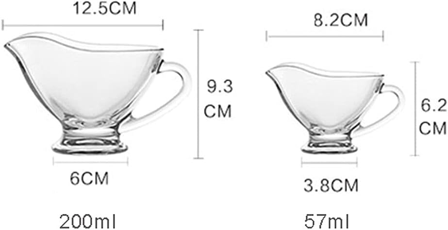 Saucer Transparent Gravy Boat Glass Gravy Boat with Handle Gravy Boat, Used for Salad Dressing, Milk, Broth, Suitable for Home Kitchen Dish(200ml)