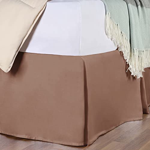 Superior 100% Premium Combed Cotton, Bed Skirt with 15" Drop, Classic Pleated Sides and Split Corners to Accommodate Bed Posts, Taupe - Twin