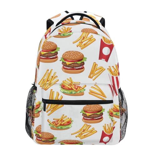 French Fries Hamburger School Bag Travel Daypack Rucksack for Students Boys Girls Laptop Backpack