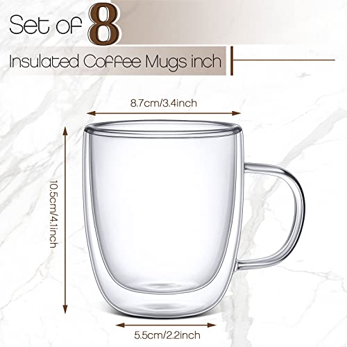 Gerrii 8 Pack 13.5 Oz Double Walled Glass Coffee Mugs With Handle, Clear Glass Coffee Mugs Insulated Layer Coffee Cups Espresso Mug Cups For Cafe Latte Cappuccino Tea #TOP1