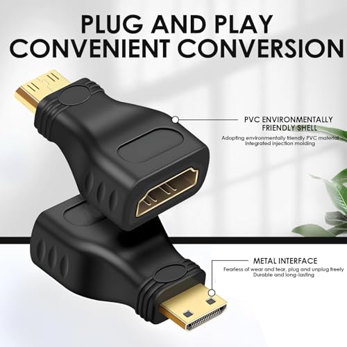 AYMBH Mini HDMI to HDMI Adapter, Gold-Plated Male to Female Converter for Raspberry Pi, DSLR, HDTVs, Camera, Camcorder, Tablet, 8K UHD, Video Card Compatibility Supports HDMI 1.0 & 2.0 & 2.1 Standards - Image 3
