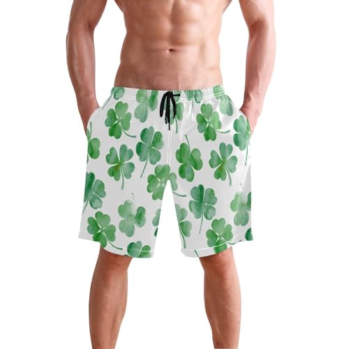 St Patricks Day Clover Leaf Men's Swim Trunks Beach Shorts Quick Dry Swim Board Shorts Bathing Suits S2