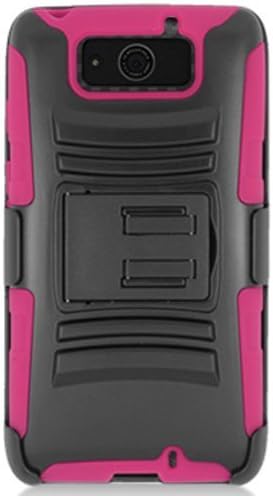 Aimo Wireless Xtreme Rugged Armor Case with Holster and Swivel Belt Clip Combination for Motorola Droid Ultra XT1080 - Retail Packaging - Hot Pink/Black