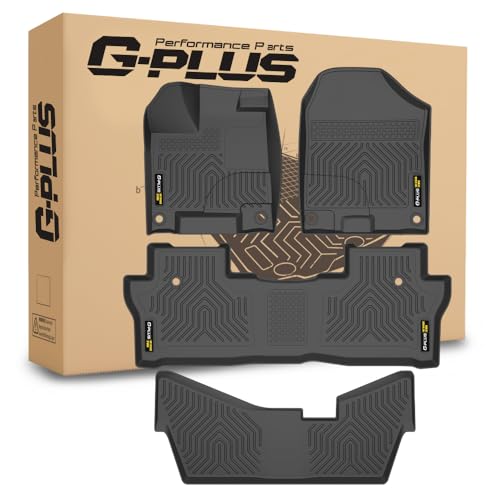 G-PLUS Floor Mats Fit for Honda Pilot 8 Passenger Models 2016 2017 2018 2019 2020 2021 2022(No Elite Models), TPE Custom Fit All Weather Protection Anti-Slip Floor Liners,1st & 2nd & 3rd Flo