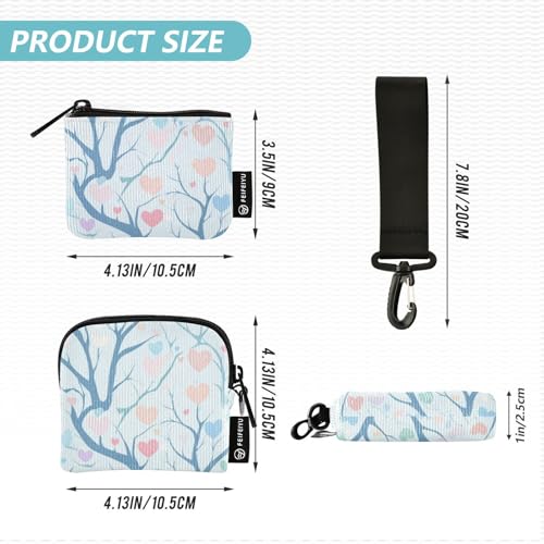 Tree Love Pastel Simple Blue Women Credit Card Case Coin Purse Slim Portable Wristlet Wallet Key Holder with Zipper Coin Pocket for Lady 2 Packs monedero Porta tarjetas para Mujer4