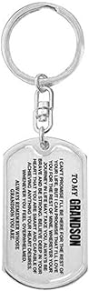 To My Grandson Keychain, Remember Whose Grandson You Are, Christmas Inspirational Gift for Grandson from Grandma Grandpa