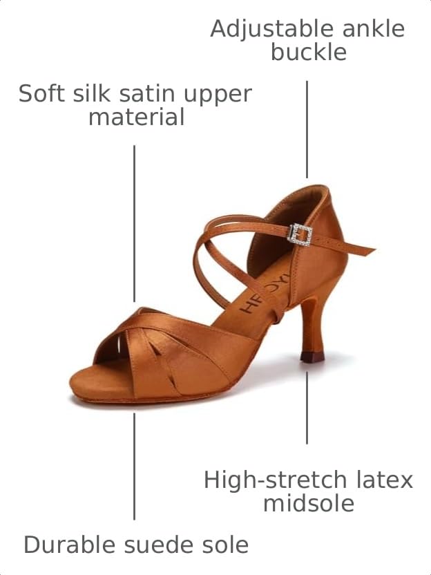 Image of HROYL Women Latin Dance Shoes Bachata Swing Practice Performance Ballroom Salsa Dancing Shoes