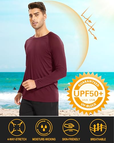 Image of MAGCOMSEN Men's Long Sleeve Shirts UPF 50+ UV Sun Protection Athletic Shirts for Hiking Running Workout Rash Guard