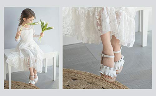 Image of Kolan Toddler Girl Sandals Open Toe Flat Princess Dress Shoes Little Kids