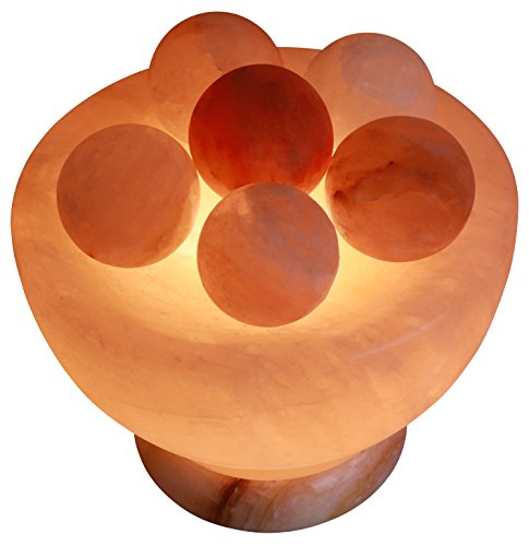 7" Bowl Salt Lamps With 6 Massage Crystal Salt Balls On Onyx Marble Base #TOP2