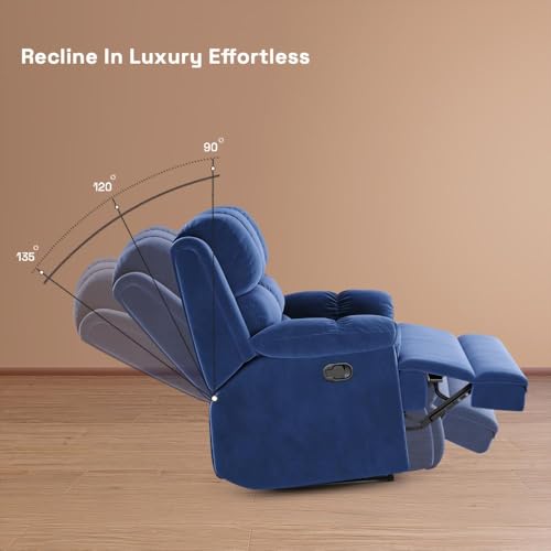 Image of Wakefit Recliner | 3 Year Warranty | Recliner Sofa 1 Seater, XpertGRID Technology, Designed for Supreme Comfort & Relaxation, Easy DIY Assembly, 145 kg Weight Capacity, Virelia (Blue)