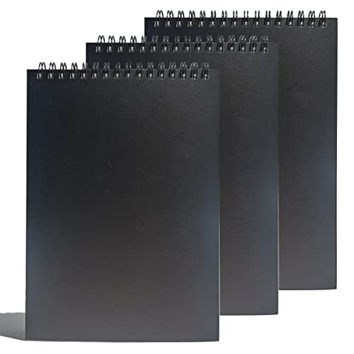 Bloc-notes à spirale ligné lot de 3 carnets steno format 15x20 cm papier épais 60 feuilles