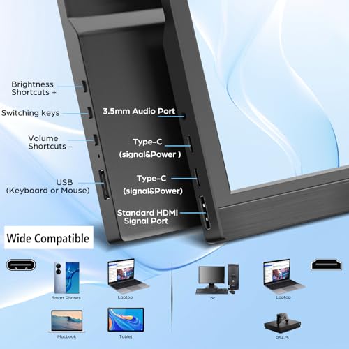 Kenowa 13.3 Inch Portable Monitor FHD 1366x768P LED Display Modes