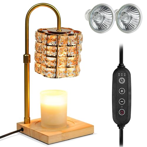 Cuteefun LáMpara Calentadora de Velas con Timer, Calentador Eléctrico de Cera Fundida con 2 Bombillas, Regulable y Ajustable en Altura, Adecuado para Velas Aromáticas, Decoraciones para el Hogar