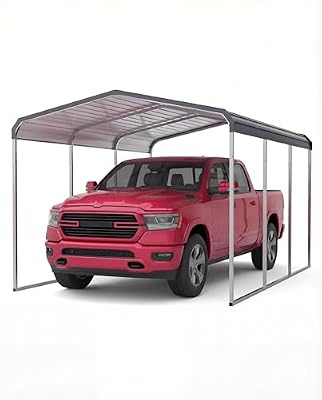 GarveeLife 10 x 15 Ft Heavy Duty Metal Carport with Metal Roof, Oversized Car Port Shelter for Trucks Boats Tractors, Outdoor Vehicle Cover for Driveway Yard