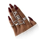 HAIAISO 8-10 Pcs Knuckle Rings Set Stainless Steel Ring Simple Smooth Finger Stackable Rings Set for Women Plain Band Rings