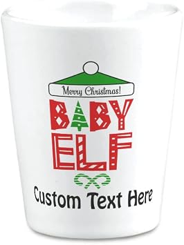 Ceramic Custom Christmas Elf Cap Shot Glasses Merry Christmas Baby Elf Christmas Tree Holidays and Occasions Bar Supplies Accessories Personalized Text Here 2 Oz