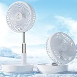 Primevolve Portable Oscillating Standing Fan,Rechargeable Battery Operated USB Floor Table Desk Fan with Remote, 4 Speed Settings Pedestal Fans for Bedroom Office Camping Fishing Travel White 8"