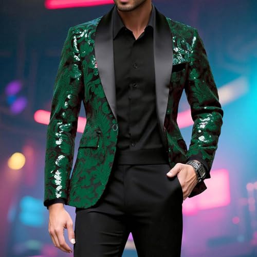 Men Sequins Blazer Sparkle Tuxedo Jacket Shiny Metallic Disco Dance Party Cocktail Carnival Homecoming Suit2