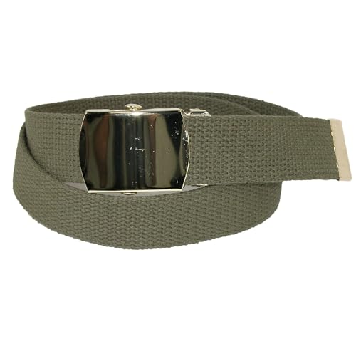 CTM Kids' Cotton Adjustable Belt with Brass Military Buckle (Pack of 2)2