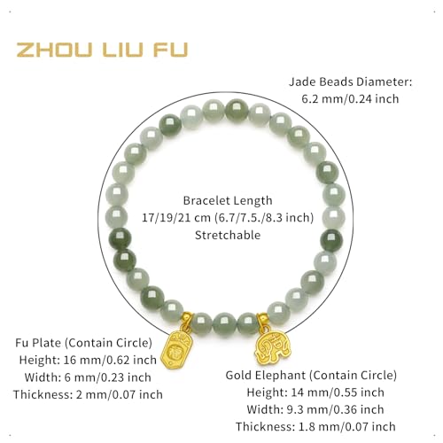 24K Gold Stretch Bracelets Real Gold Jadeite Jade Beaded Bracelet Real Gold Ring Clasp Stretch Bracelet Jewelry for Women Mom Daughter Y19108092