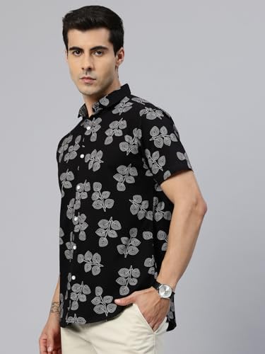 Image of Majestic Man Slim Fit Floral Printed Pure Cotton Casual Half Sleeve Shirt