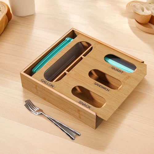 Organizador de cocina 4 en 1 para bolsas: ordena tu dispensador de pared 4