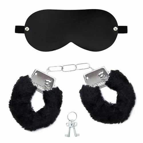 Algema Metal Pelúcia Preta e Venda Tapa Olho Fetiche SadoSex Shop