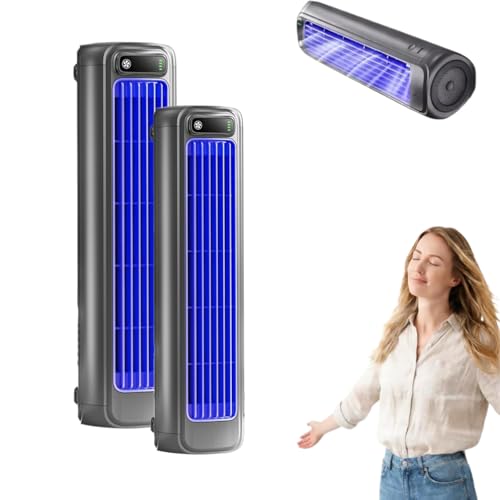 EpiCooler Cooling Power Portable Air Conditioner with 3 Speeds USB Charging for bedroom Kitchen Office (Gray 2PCS)