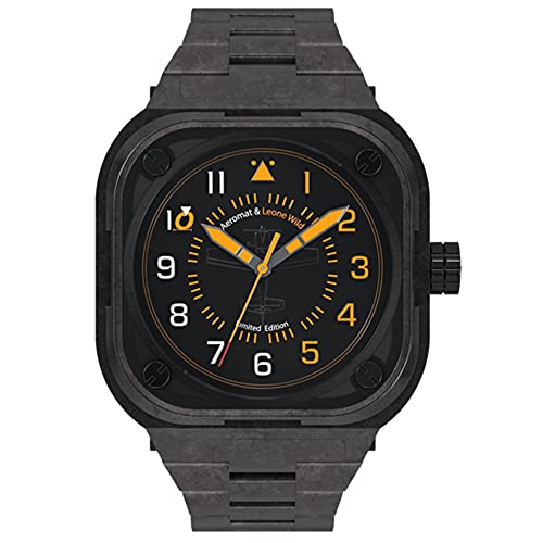 Aeromat Men Automatic Watch AEM 450 Mechanical Watch with Elegant Dial Lum-Filled Hands Fold Over Clasp with Safety and IP Stainless Steel Bezel Choice of Pilots (Leone GAMBARDELLA Edition)