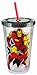 Vandor 26414 Marvel Iron Man 18 oz Acrylic Travel Cup with Lid and Straw, Red, Back, and Yellow